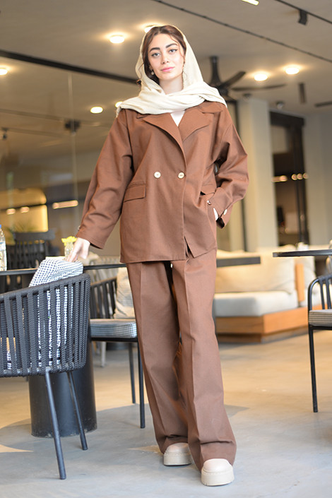 تولیدی پوشاک کت و شلوار لینن قهوه ای شیراز