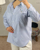 مدل شومیز راه راه ابی دخترانه