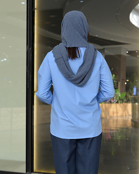 شومیز زنانه آبی آسمونی نخی مناسب تابستان با دوخت اختصاصی