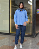 تصویر شومیز نخی آبی آسمونی تولید ریچ کت با ضمانت تعویض