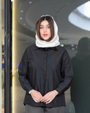 شومیز مشکی نخی زنانه با دوخت اختصاصی و طراحی ساده و شیک