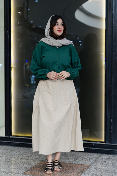 شومیز تابستانی خنک رنگ سبز مناسب استایل روزمره و مهمانی