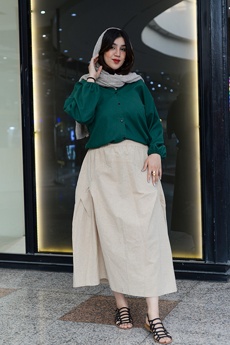 شومیز زنانه رنگ سبز با دوخت اختصاصی و کیفیت تولیدی