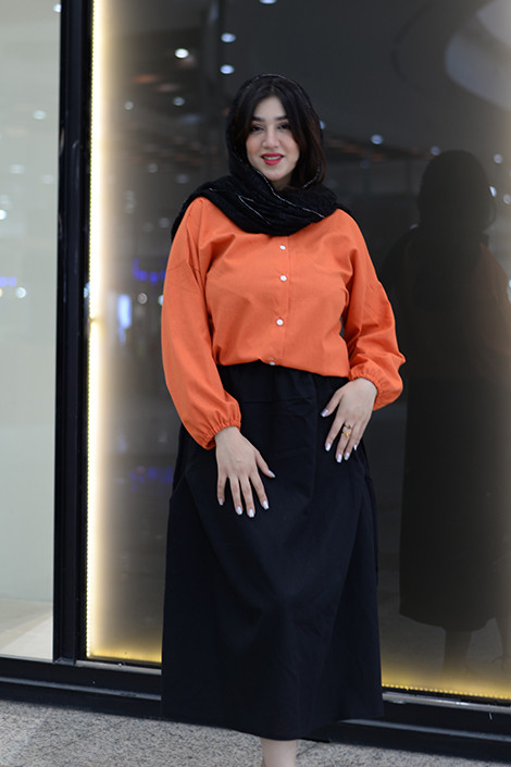 شومیز لینن نارنجی زنانه