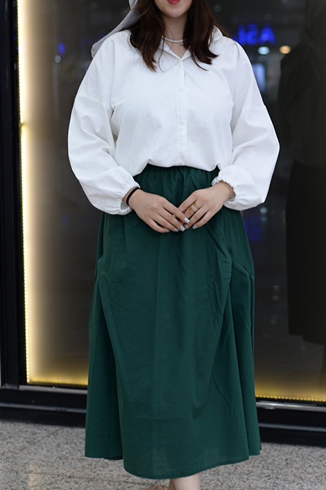 دامن لینن سبز