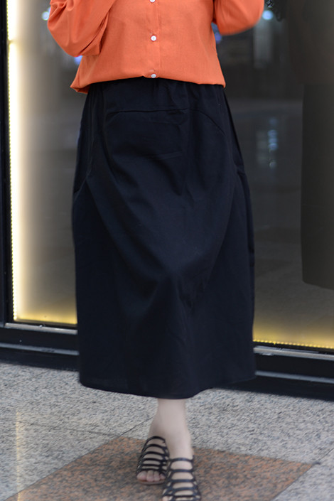 دامن لینن مشکی شستشده