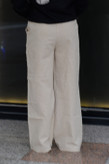 شلوار زنانه لینن شستشده بدون آبرفت رنگ کرم
