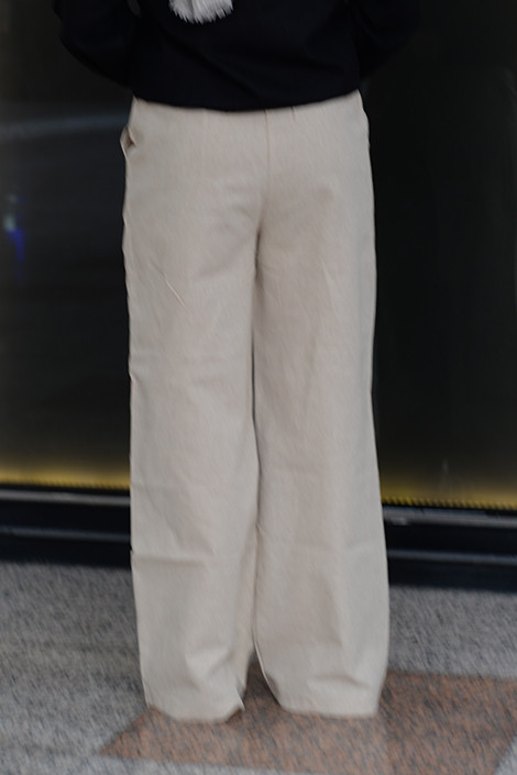شلوار زنانه لینن شستشده بدون آبرفت رنگ کرم