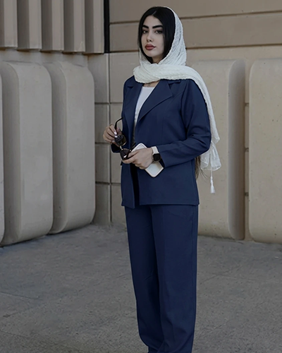 مدل کت تک دکمه زنانه ریچ کت رنگ سورمه ای
