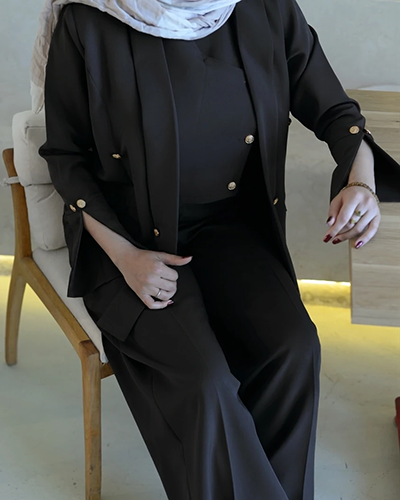 کت و شلوار زنانه ژیلهدار مجلسی رنگ مشکی
